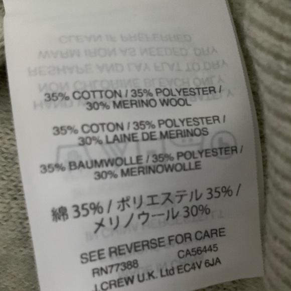 J Crew Cotton Wool Heather Light Grey Ruffle Neck Pull Over Sweater SZ S - Picture 7 of 12